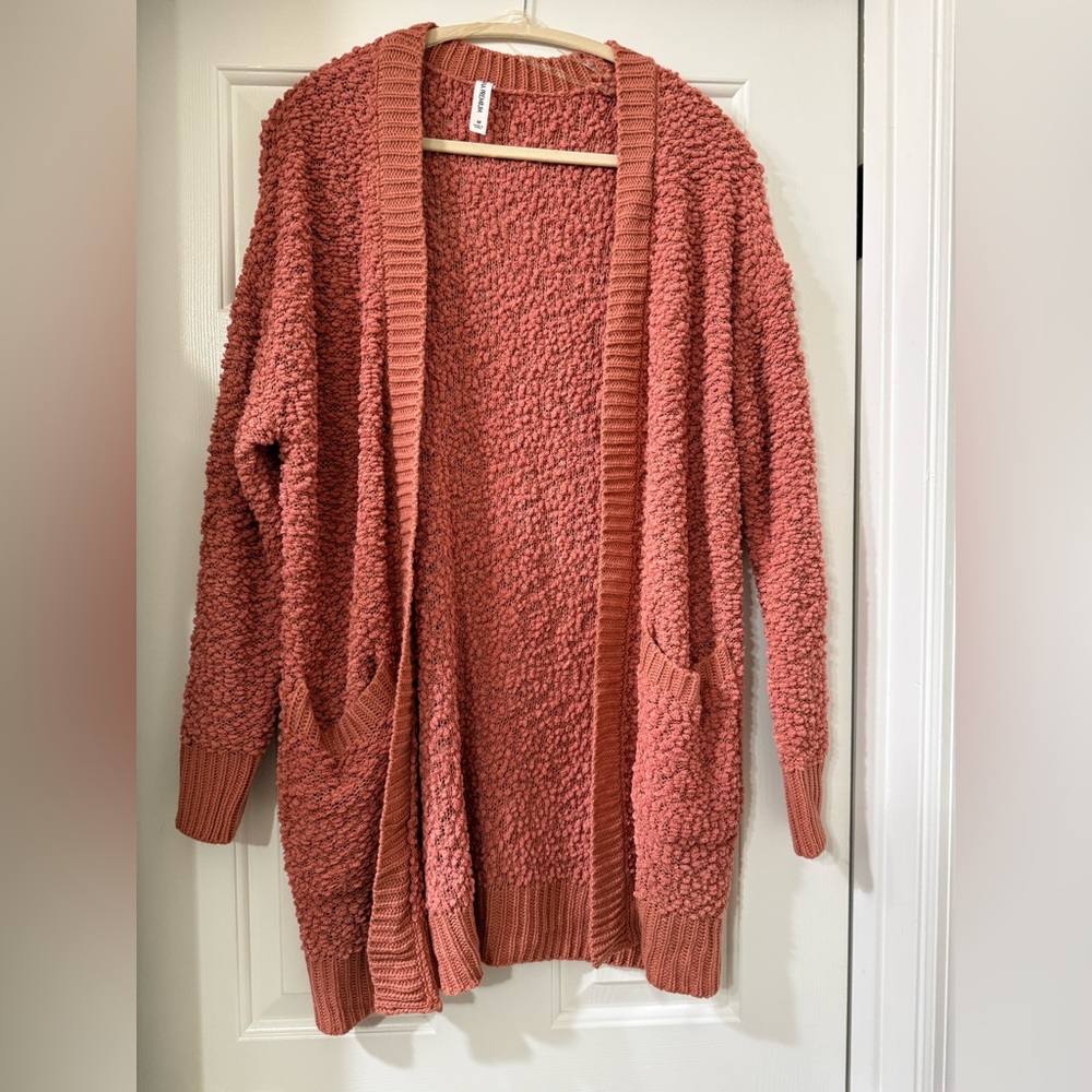 Zenana Premium Cozy Salmon Textured Women's Cardigan - Size M